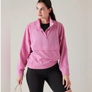 NWT Athleta Boundless Popover Pink Quarter-Zip Pullover